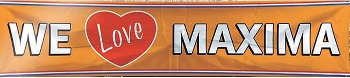 Oranje We Love Maxima spandoek banner EK | WK en koningsdag 180x40 cm